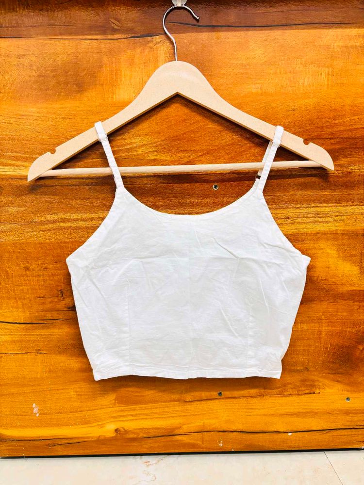 White Spaghetti Strap Crop Top