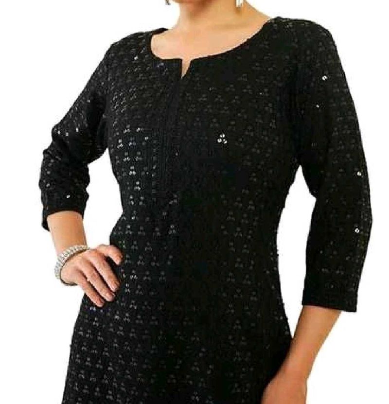 Elegant Black Sequined Kurta