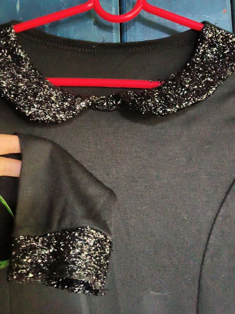 Black Sequined Collar Tunic