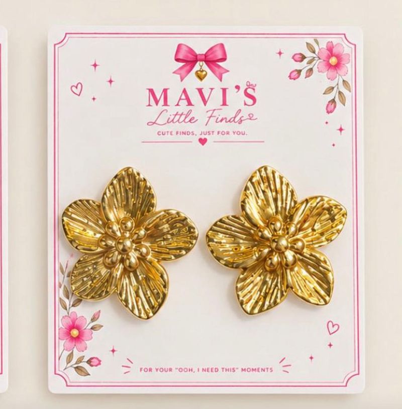 Golden Flower Stud Earrings