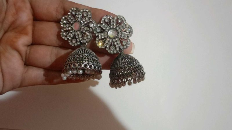 Oxidized Jhumka Earrings