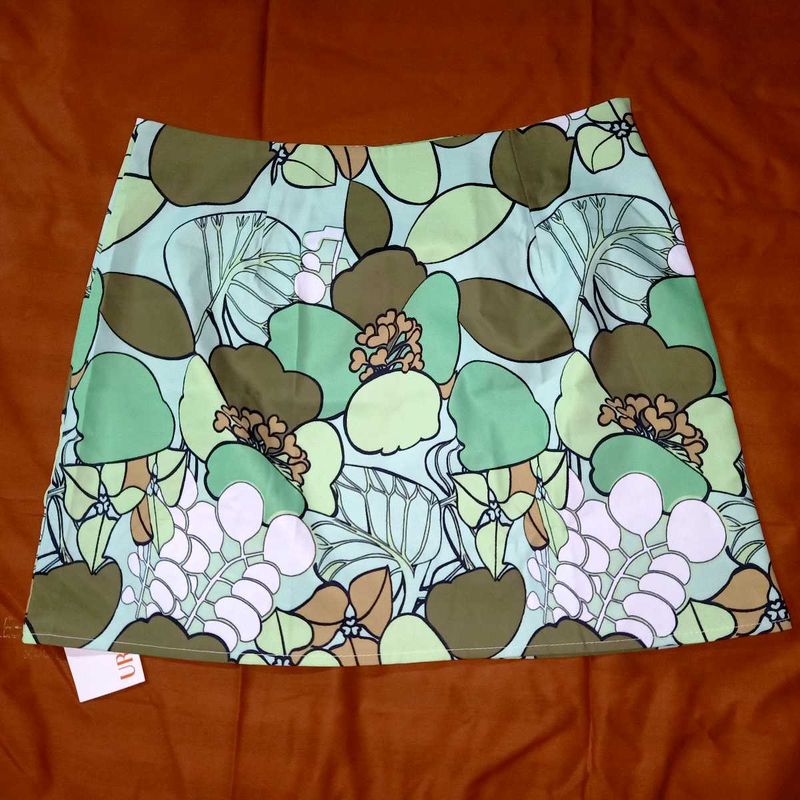 Floral Green Mini Skirt