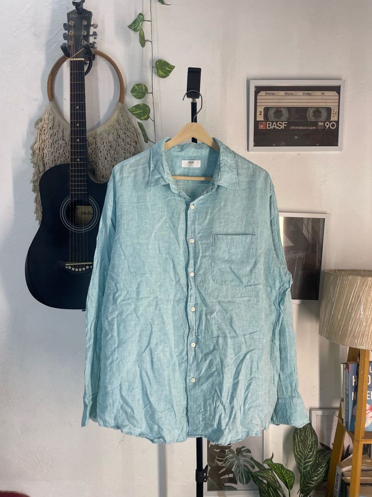 Uniqlo Light Blue Linen Shirt