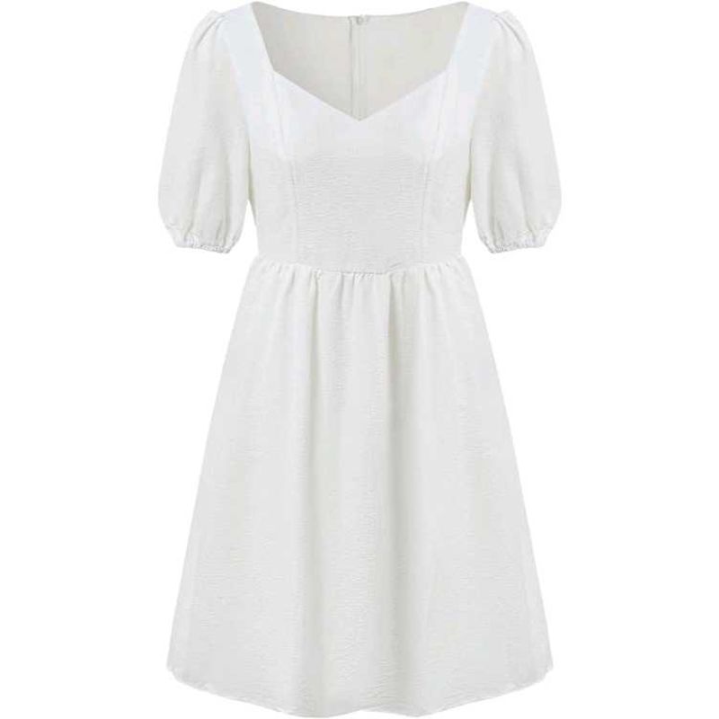 Urbanic White Puff Sleeve Square Neck Dress