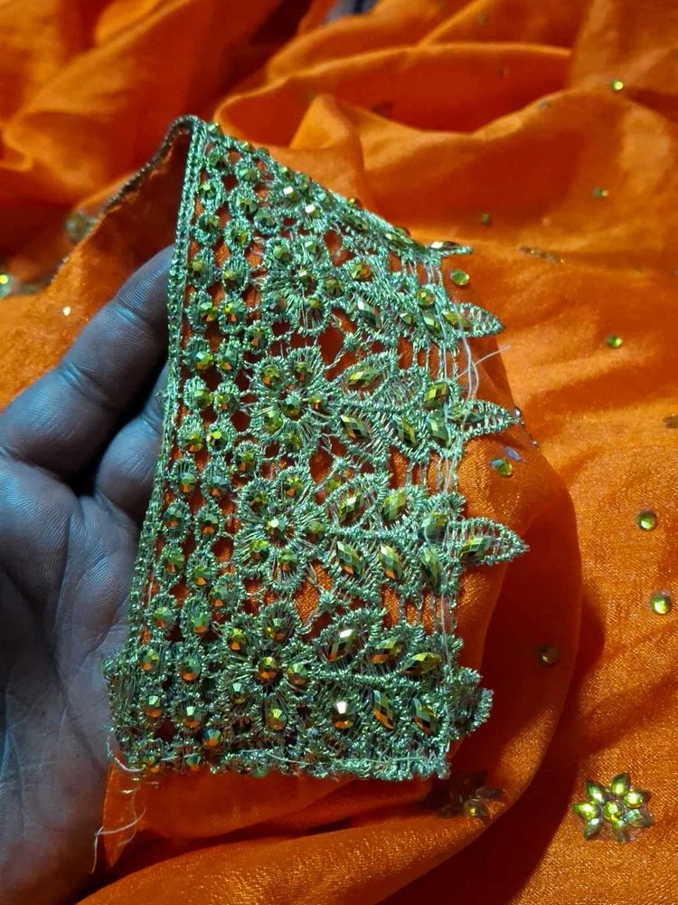 Embellished Orange Saree