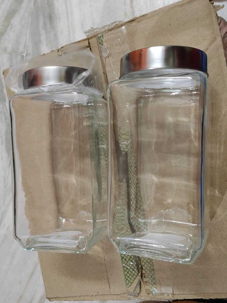Set of 2 Glass Storage Jars