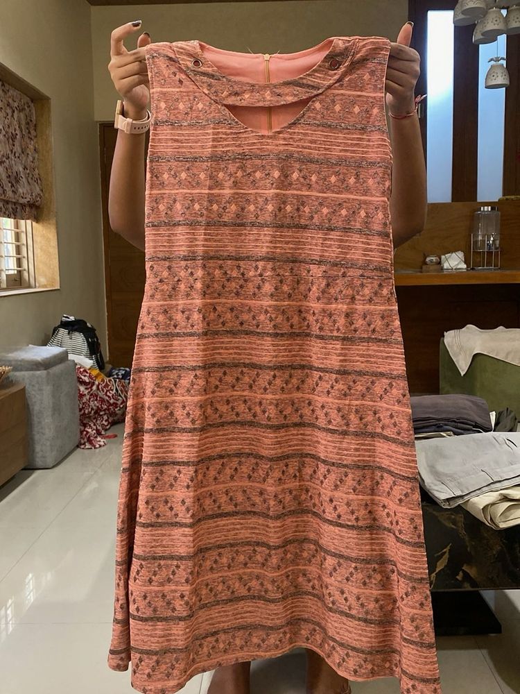Stylish Coral Print Dress
