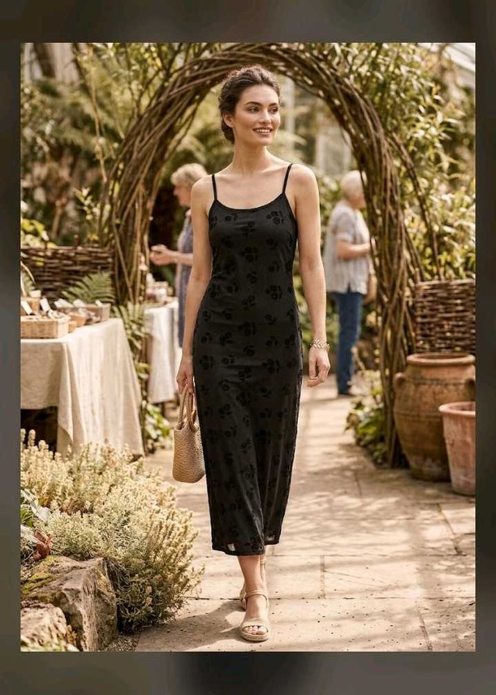 Black floral slip dress