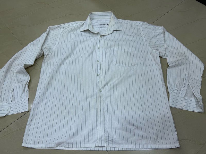 Classic Striped Men's White Shirt