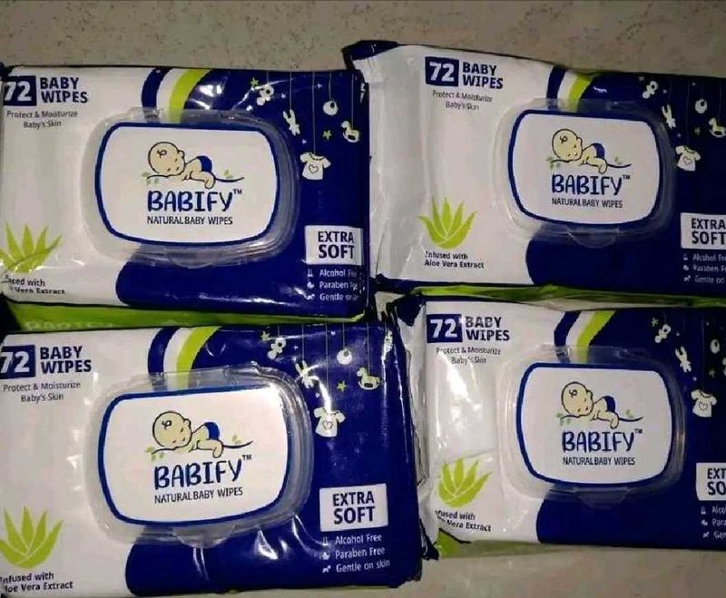 4×Babify Natural Baby Wipes - 72 Count