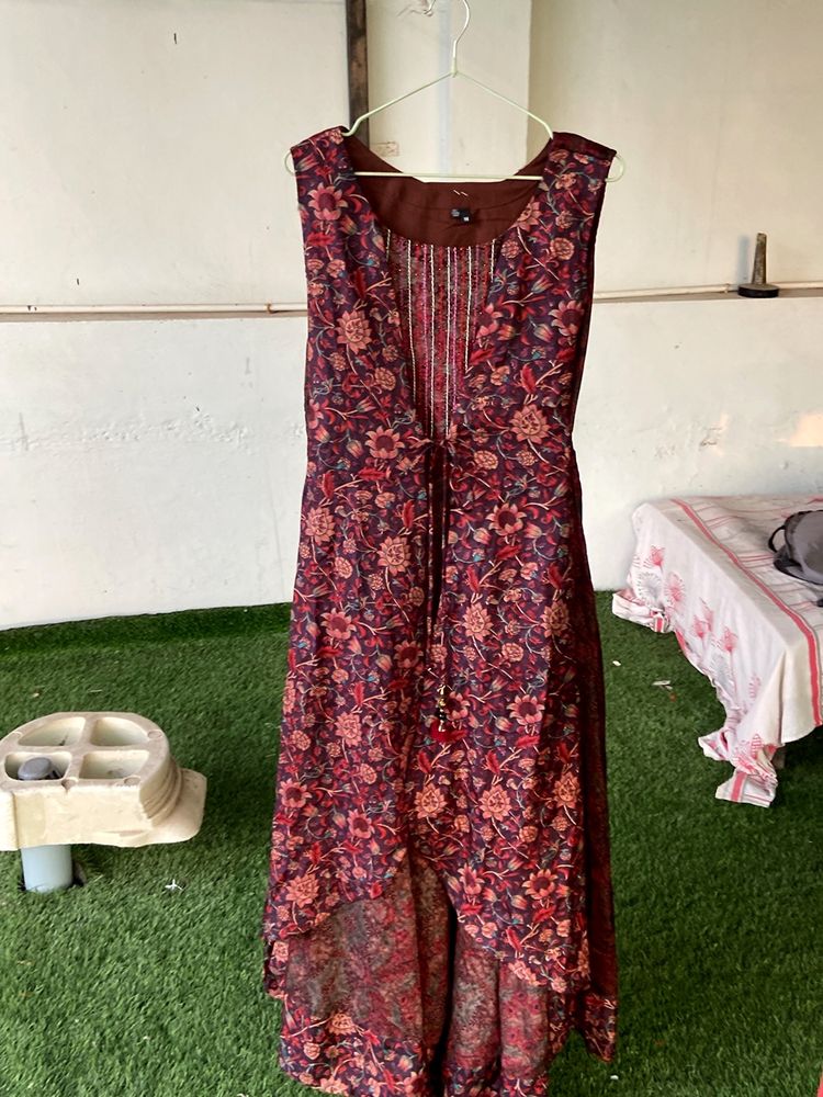 Silk Anarkali Floral  Kurta With Embroidery