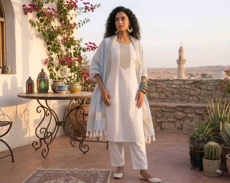 Elegant sky blue Ethnic Kurta Set with Dupatta