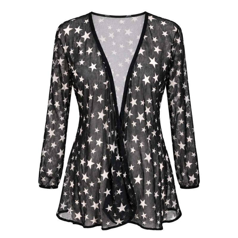Sheer Star Print Kimono Top