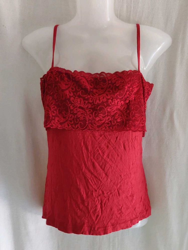 Red Lace Trim Camisole