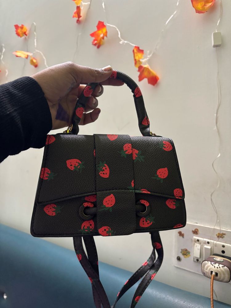 Strawberry Print Mini Bag
