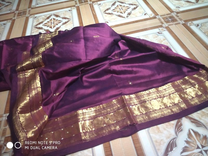 Pure Silk Golden Zari Border Vintage Saree