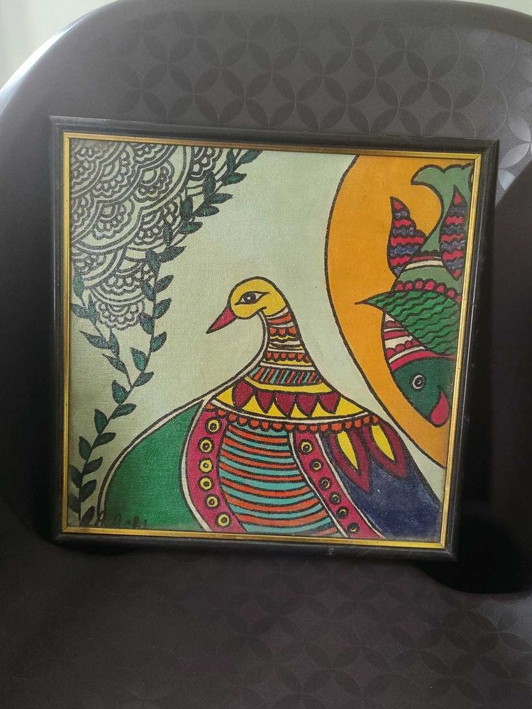 Framed Indian Folk Art Painting
