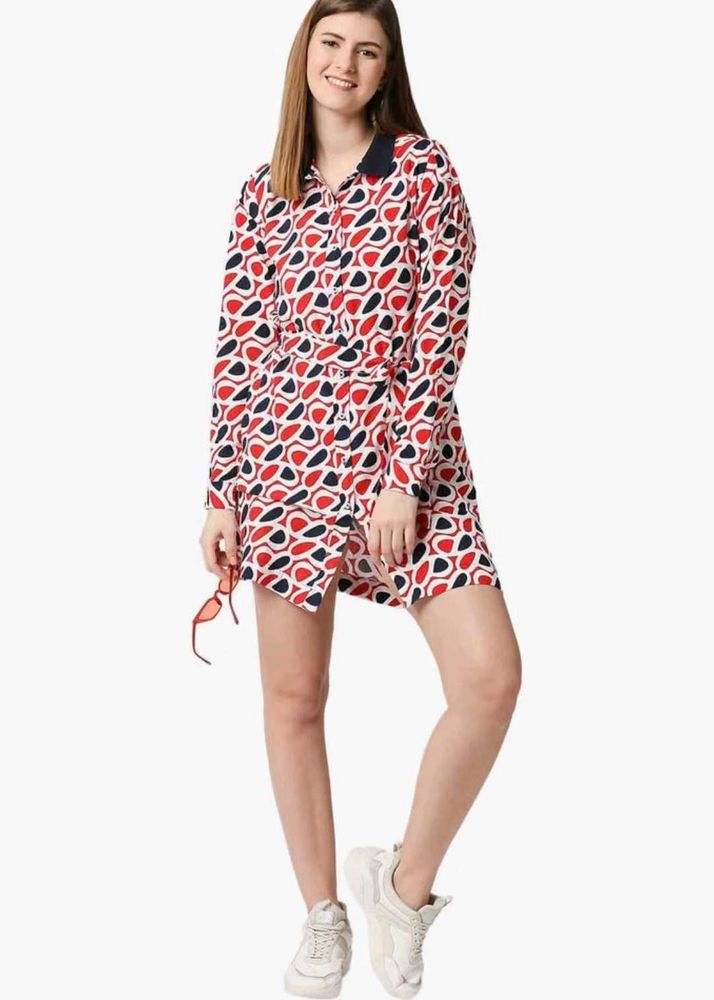 Stylish Printed Shirt Dress