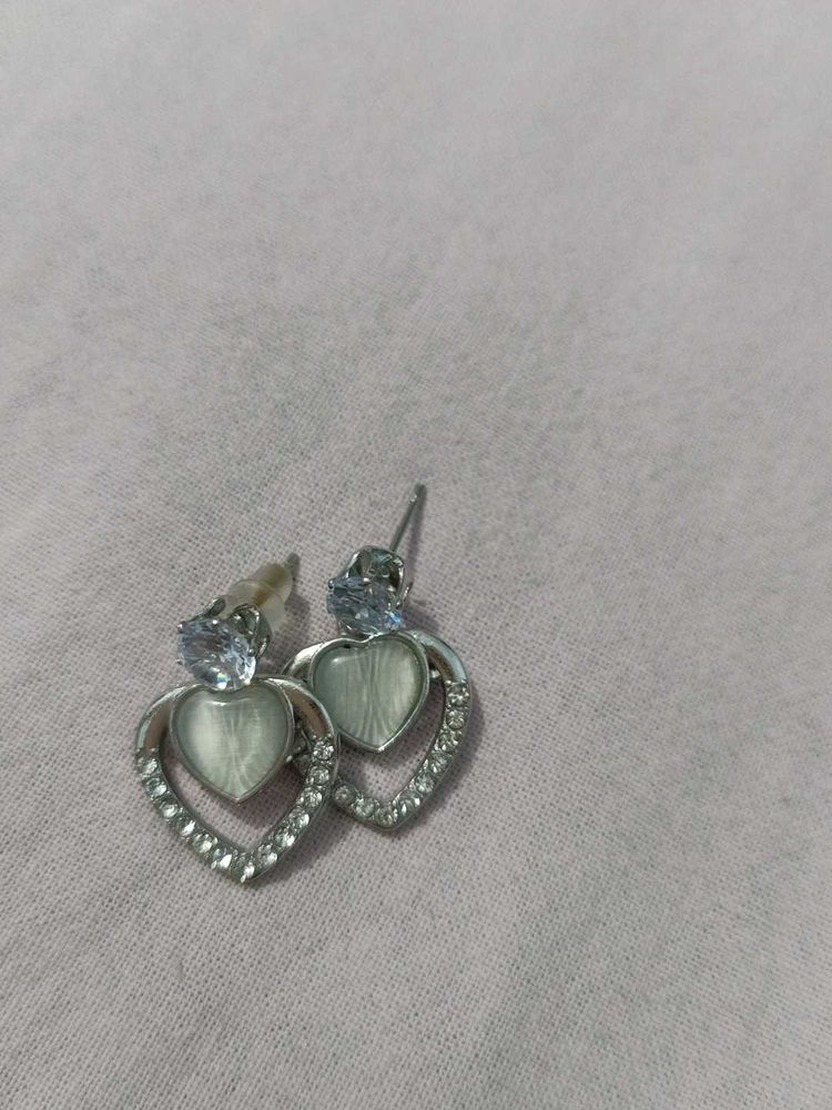 Heart Shaped Earrings with Rhinestones