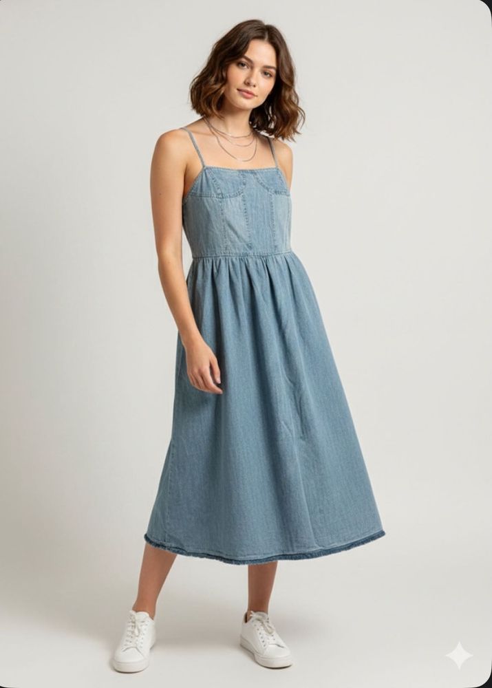 Denim Spaghetti Strap Dress