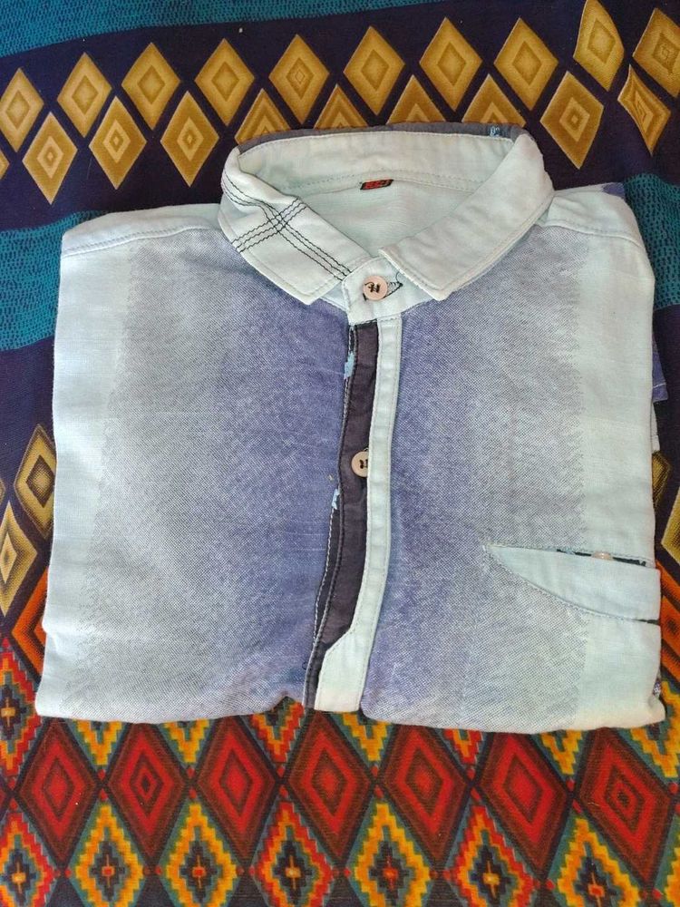 Men's Blue Washed Denim Shirt