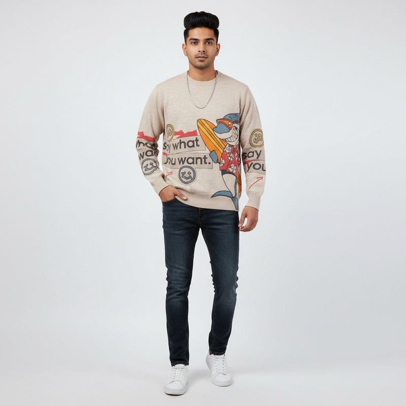 Unique Graphic Print Sweater