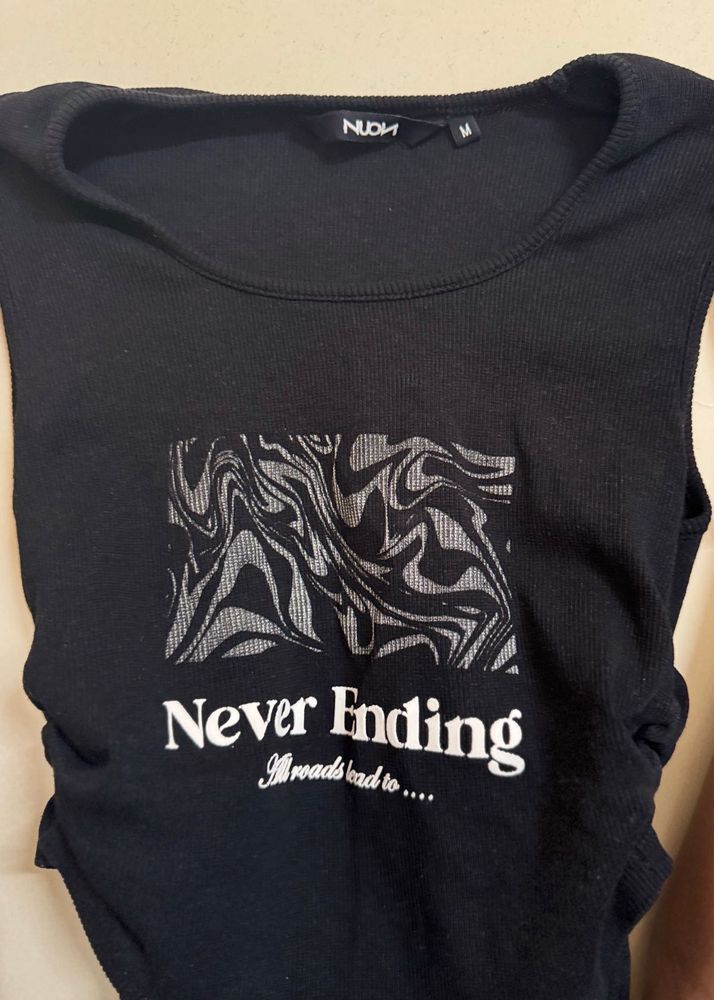 Black Graphic Print Tank Top