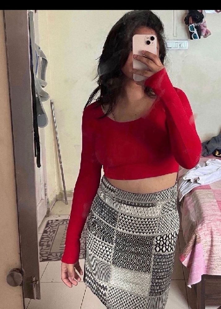 Black Patterned Skirt