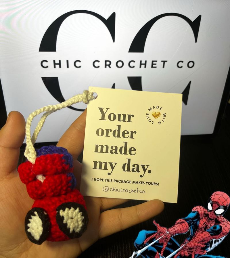 Handmade Crochet Hanging Spidey Keychain