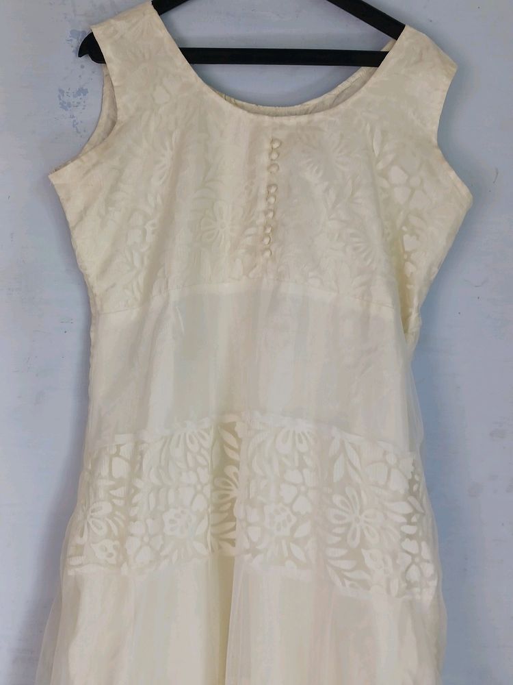 Long Salwar Cream Colour