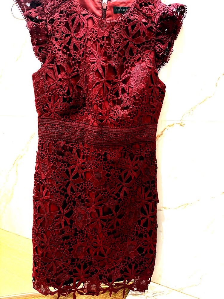 Burgundy Lace Dress
