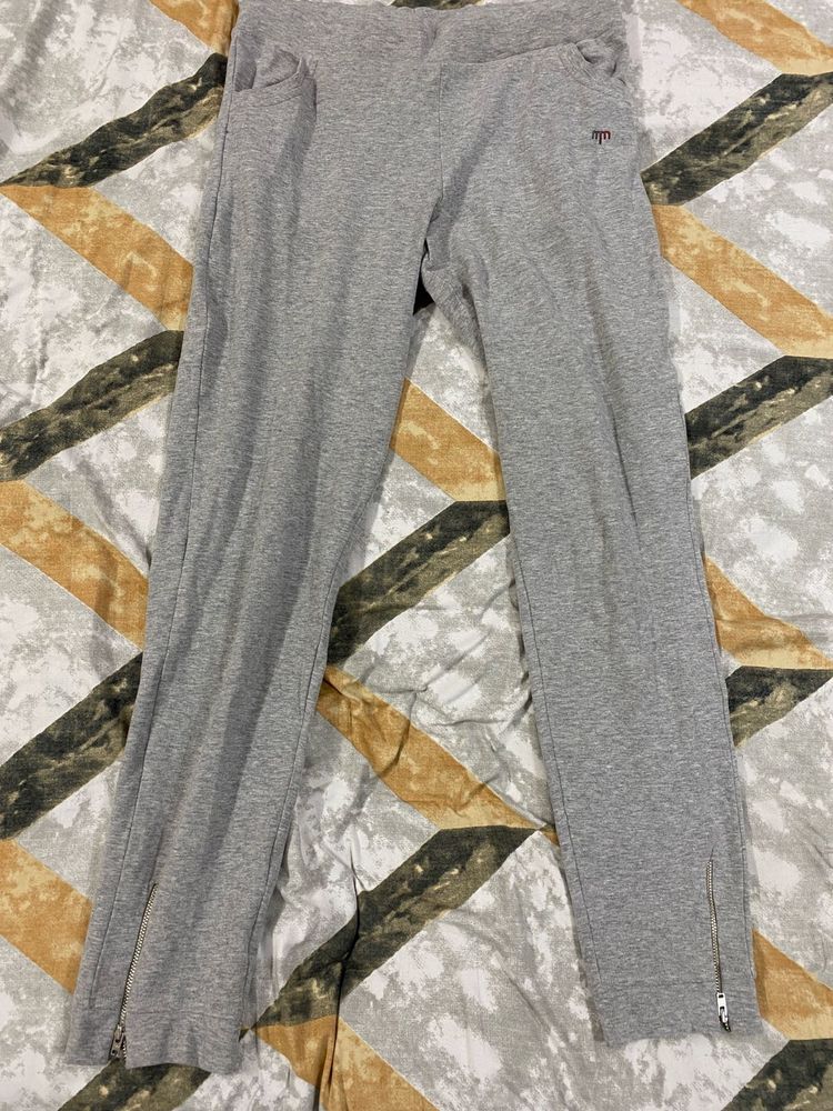 Grey Zipper Detail Joggers