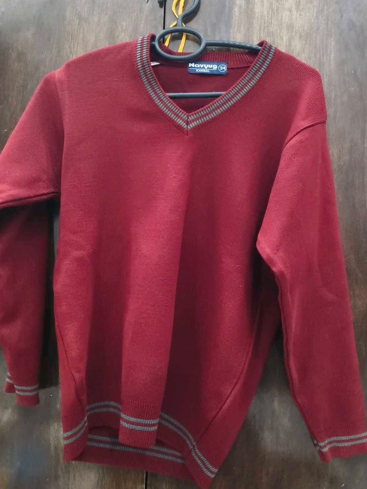 Maroon V-Neck Sweater