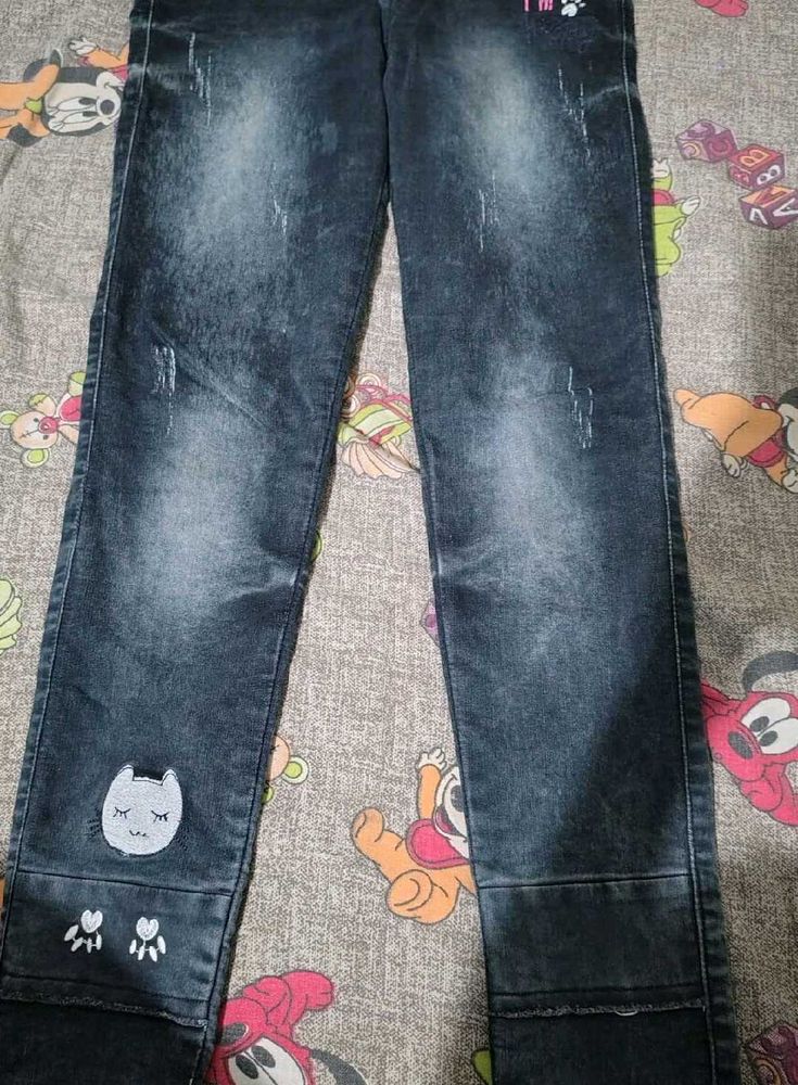Cute Cat Patch Jeans