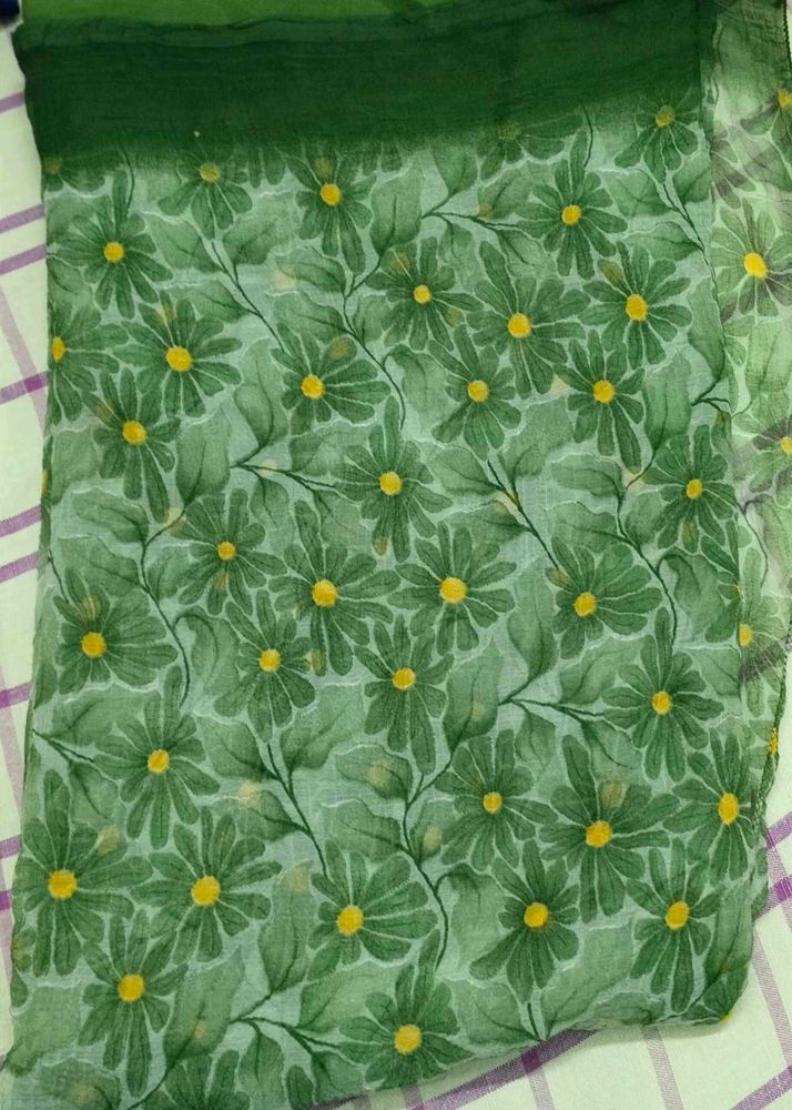 Green Floral Print Saree with blouse