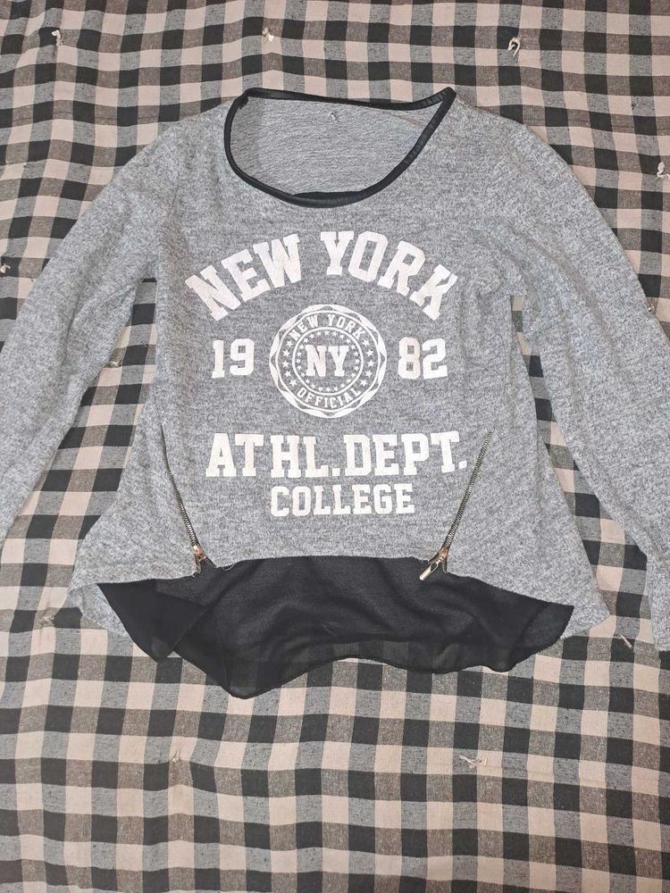 Gray "New York" College Top