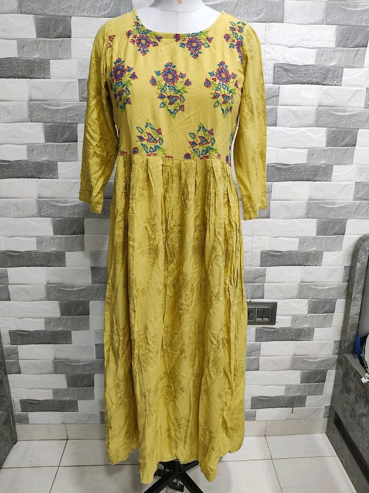 Yellow Embroidery Kurti