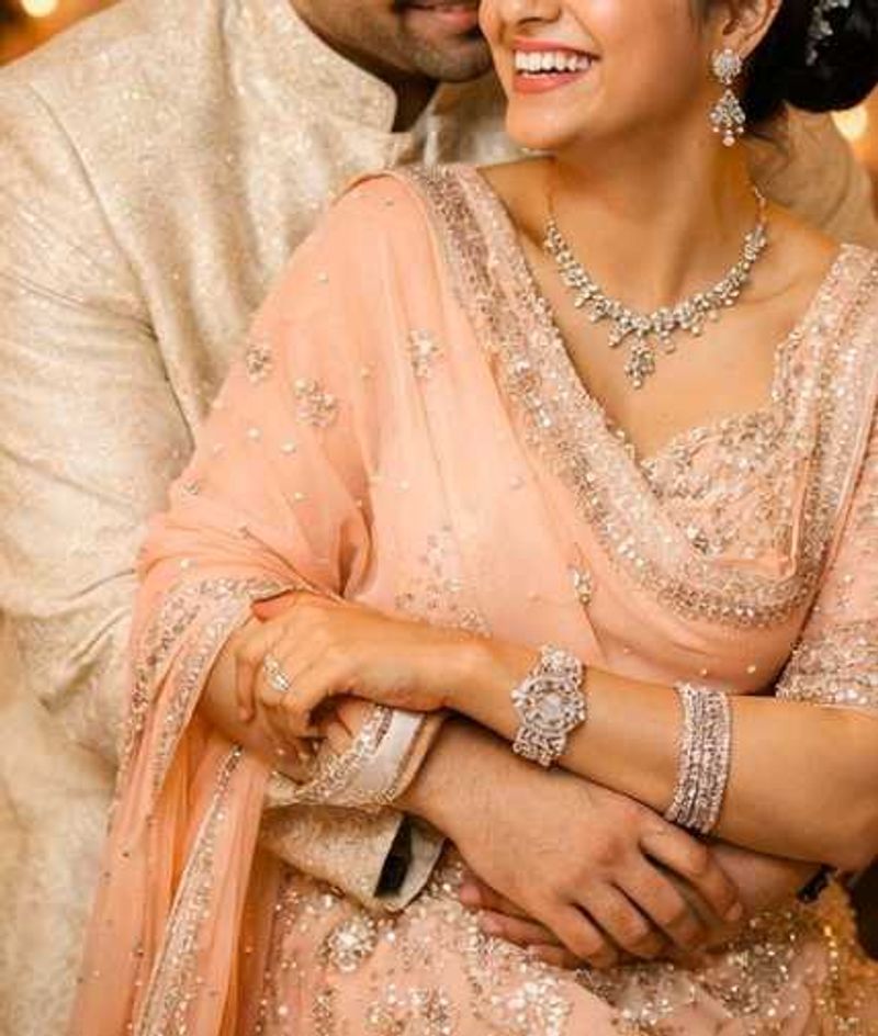 engagement Peach Lehenga Choli Set