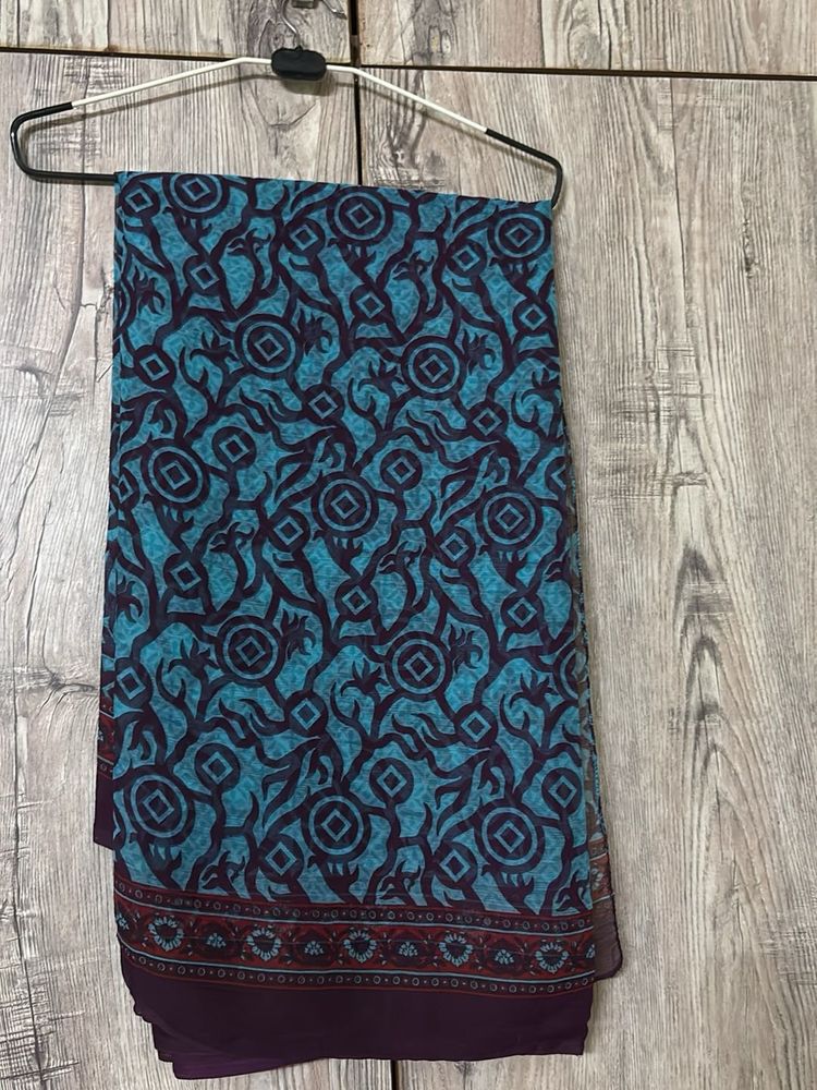 printed Teal Saree