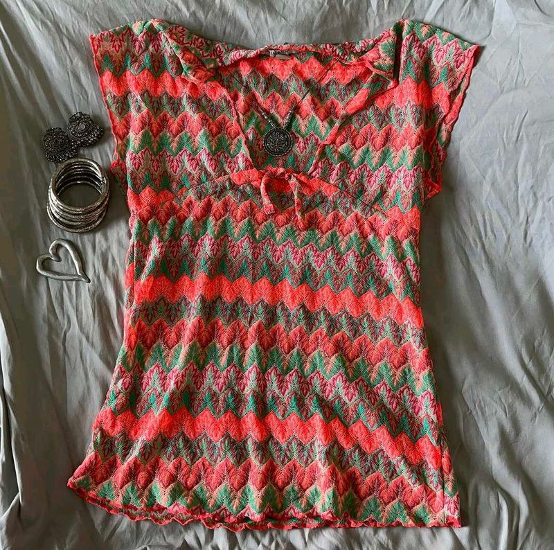 Y2K Neon tie top