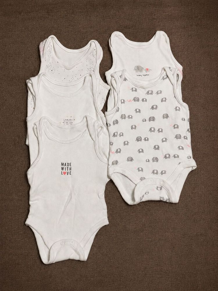 Mothercare Baby Sleeveless Bodysuit Set | 5 Pieces