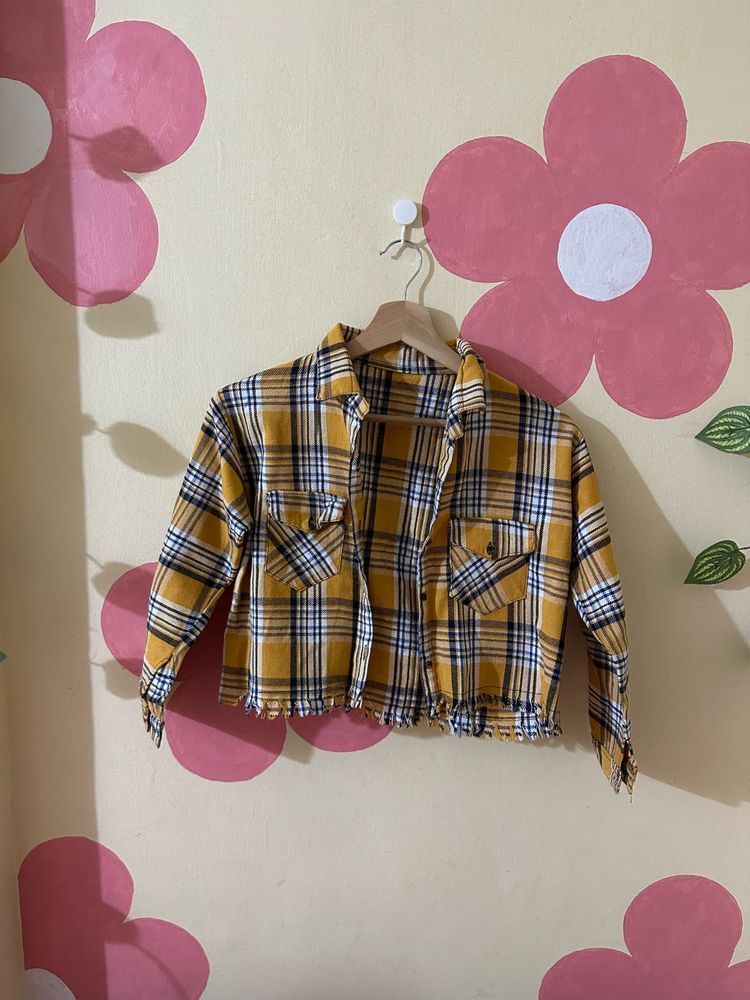 Yellow Plaid Cropped Shirt