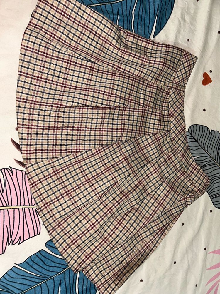 Plaid Pleated Mini Skirt