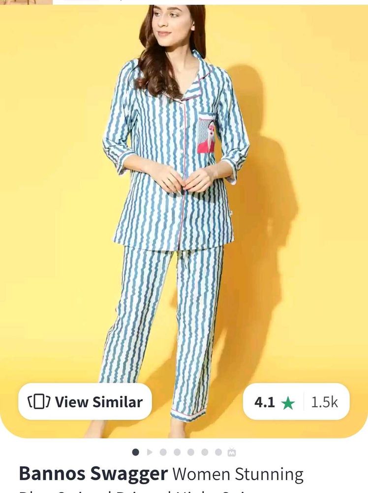 (Banno Swagger 😎)Blue Striped Pajama Set