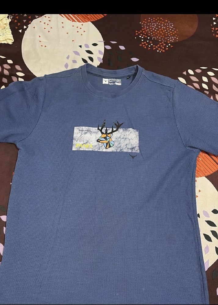 Men's Blue Deer Graphic T-Shirt