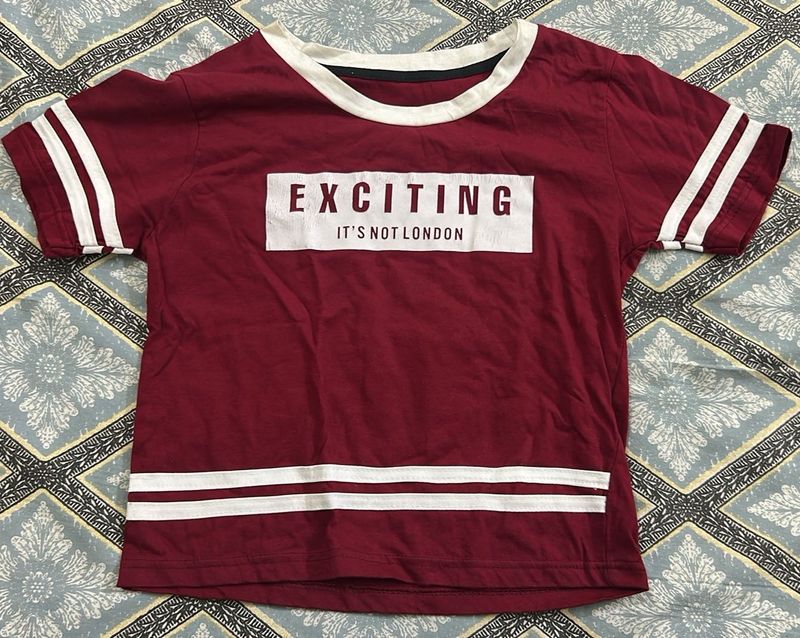 Maroon "Exciting" Graphic T-Shirt