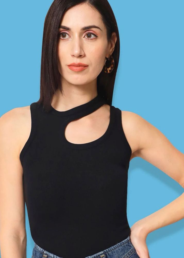 Chic Black Cutout Tank Top