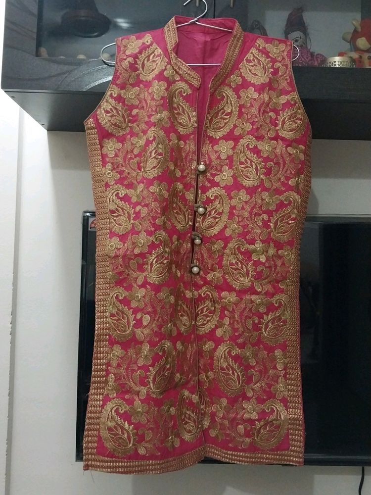 Pink Colored Sleevless Jacket