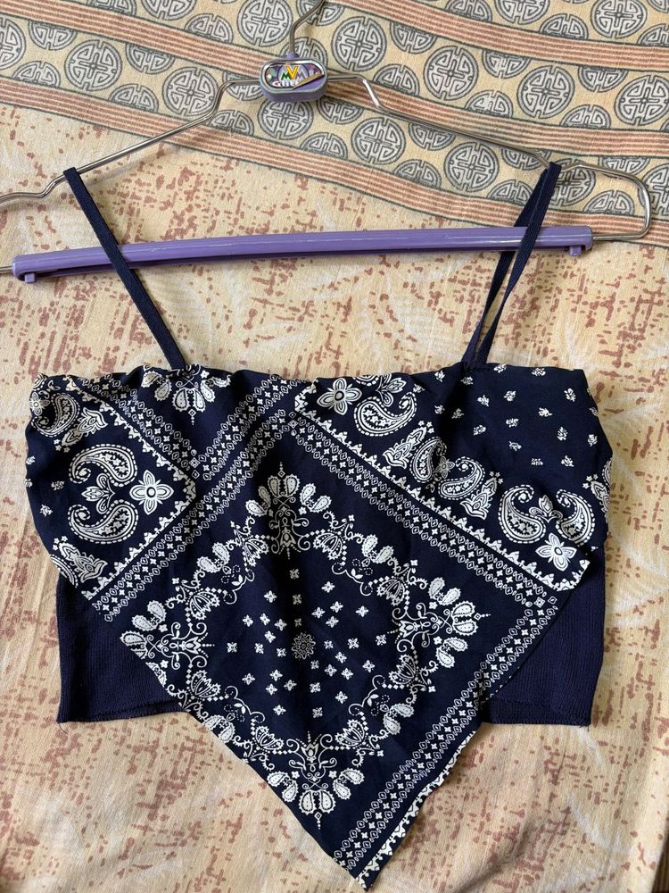 Navy Bandana Crop Top