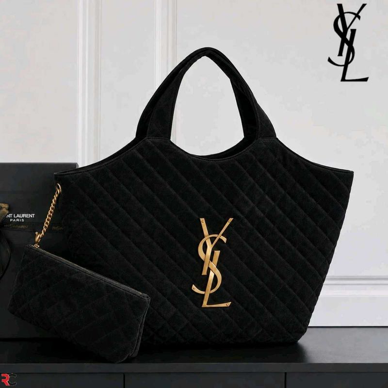 YVES SAINT LAURENT*  *SUEDE ICARE MAXI CARRE-QUILT